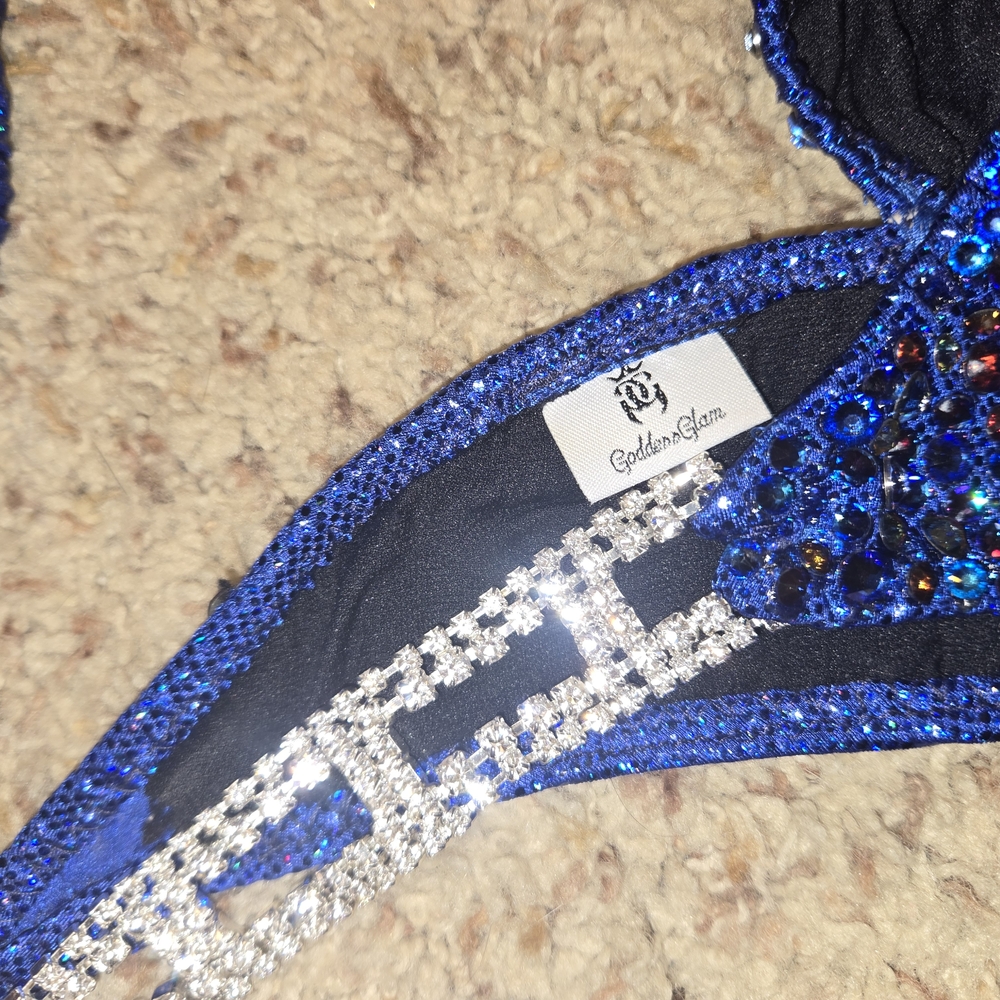 Blue and Silver Rhinestone Bikini Set - Picture 3 of 4